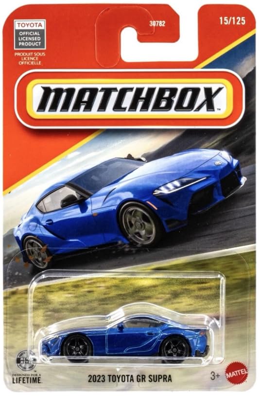 Matchbox 2023 Toyota GR Supra [Azul] 15/125, escala 1:64, veículo